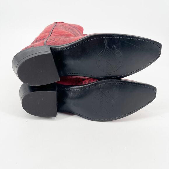 Lucchese Women’s 8 Pink Suede Cheetah Print Snip Toe Western Cowgirl Boots - Picture 12 of 12